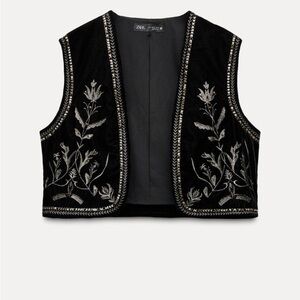 Zara Black Embroidered Women's Vest - NWT